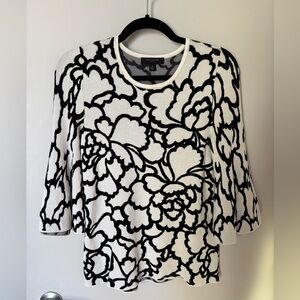 Ann Taylor Black and White Floral Sweater